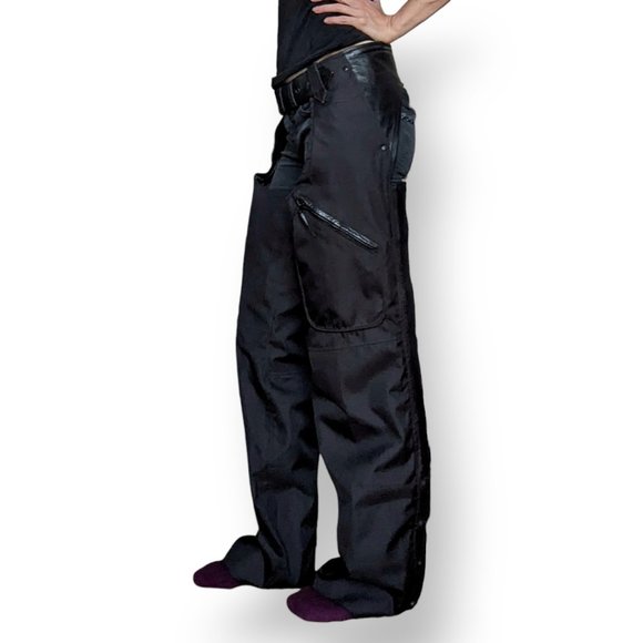 BN Screaming Eagle Motorcycle Rain Chaps with pockets and leather details, Small - Picture 3 of 7